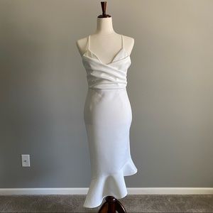 ASOS - White Asymmetrical Bodycon Dress - Size 8